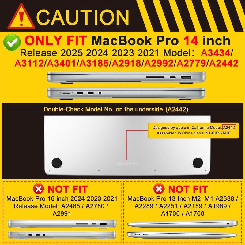 Batianda Ultimate Protection Case for New MacBook Pro 14 inch 2025 M5 M4 M3 Pro Max Chip Matte Translucent Rugged Armor Shell with Shockproof Carbon Fiber Edges Keyboard Cover,Anti-Fingerprint Black - Image 2